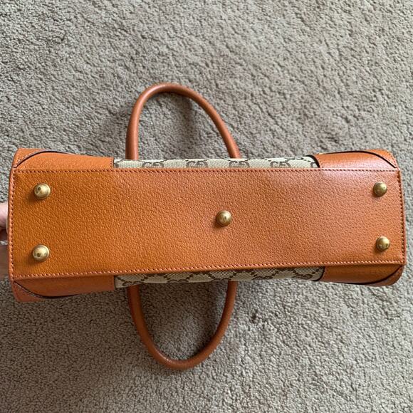 G1071 Gucci monogram canvas and brown leather tote bag - Picture 3 of 6